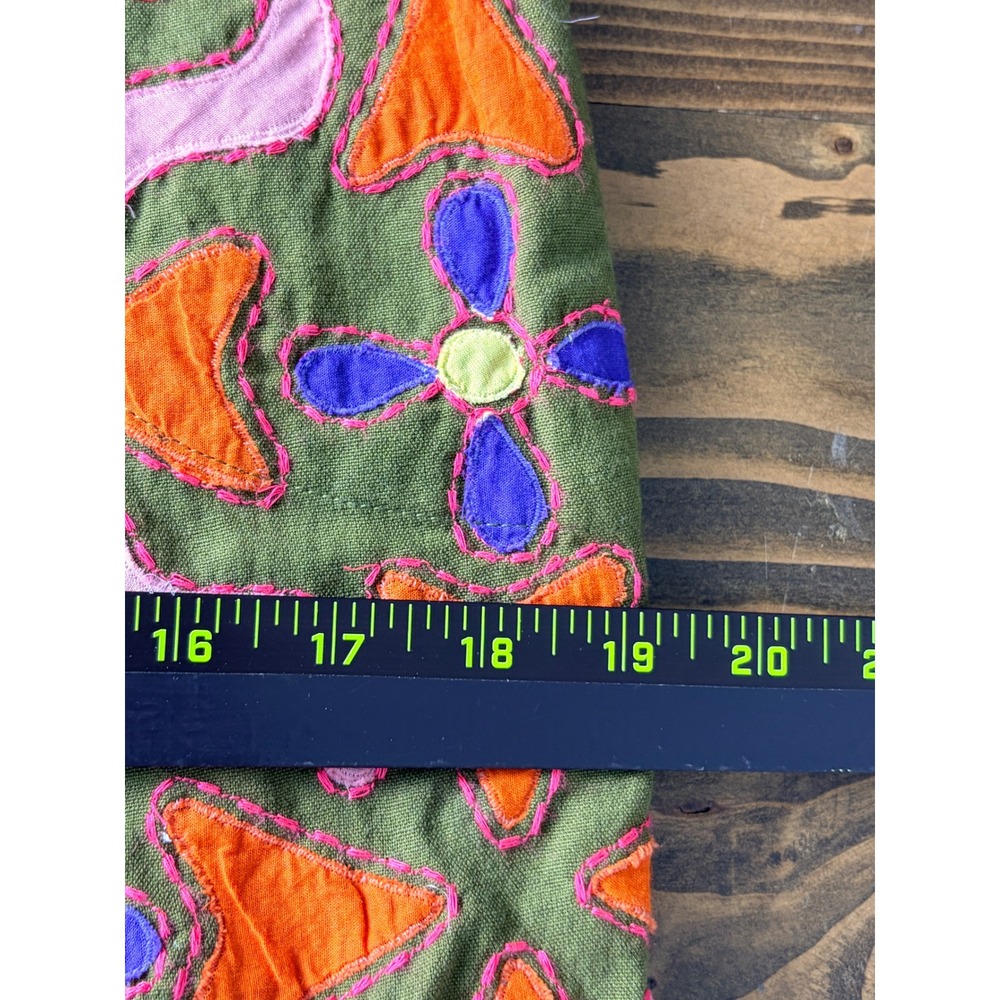 Maeve Abstract Embroidered Mini Skirt Womens S Green Anthropologie Linen Boho - Picture 11 of 12